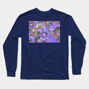 Violet Floral Pattern Long Sleeve T-Shirt